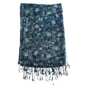 Blue And Brown Floral Shimmer Scarf / Hijab